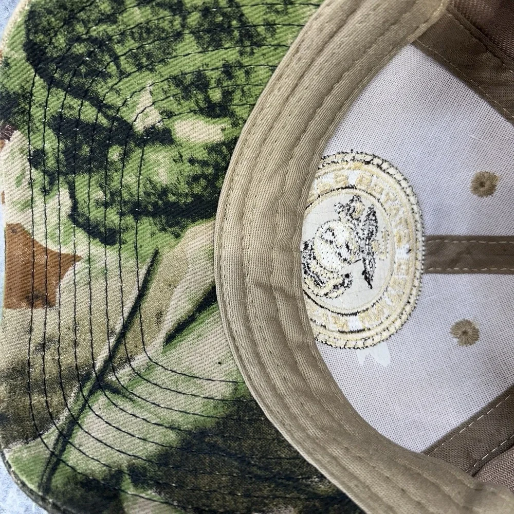 Grunt Apparel US Marine Corps Hat Camo Bill‎ Strapback Tan Cap
